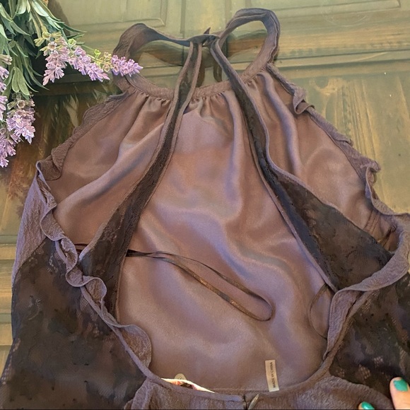 Rebecca Taylor Silk Eggplant Lace Ruffled Dress - Picture 12 of 15